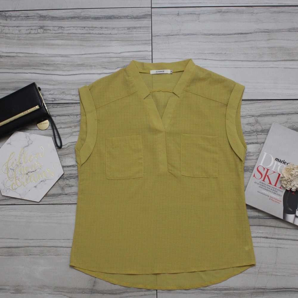 NEW NEVER WORN ECHANCE Elegant Mustard Blouse